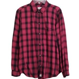 American Eagle Outfitters Red & Black Buffalo Plaid Boyfriend Shirt XL